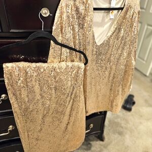 Gold Sequin Sleeveless Dress